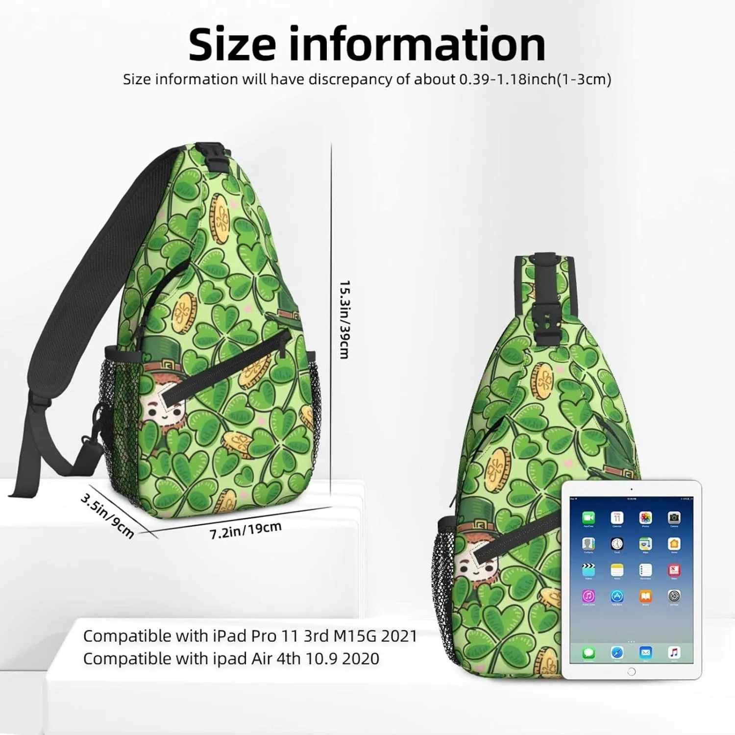Dujiea Crossbody Backpack For Men Women Sling Bag, Patricks Day Clover Chest Bag Shoulder Bag Lightweight One Strap Backpack Multipurpose Travel Hiking Daypack