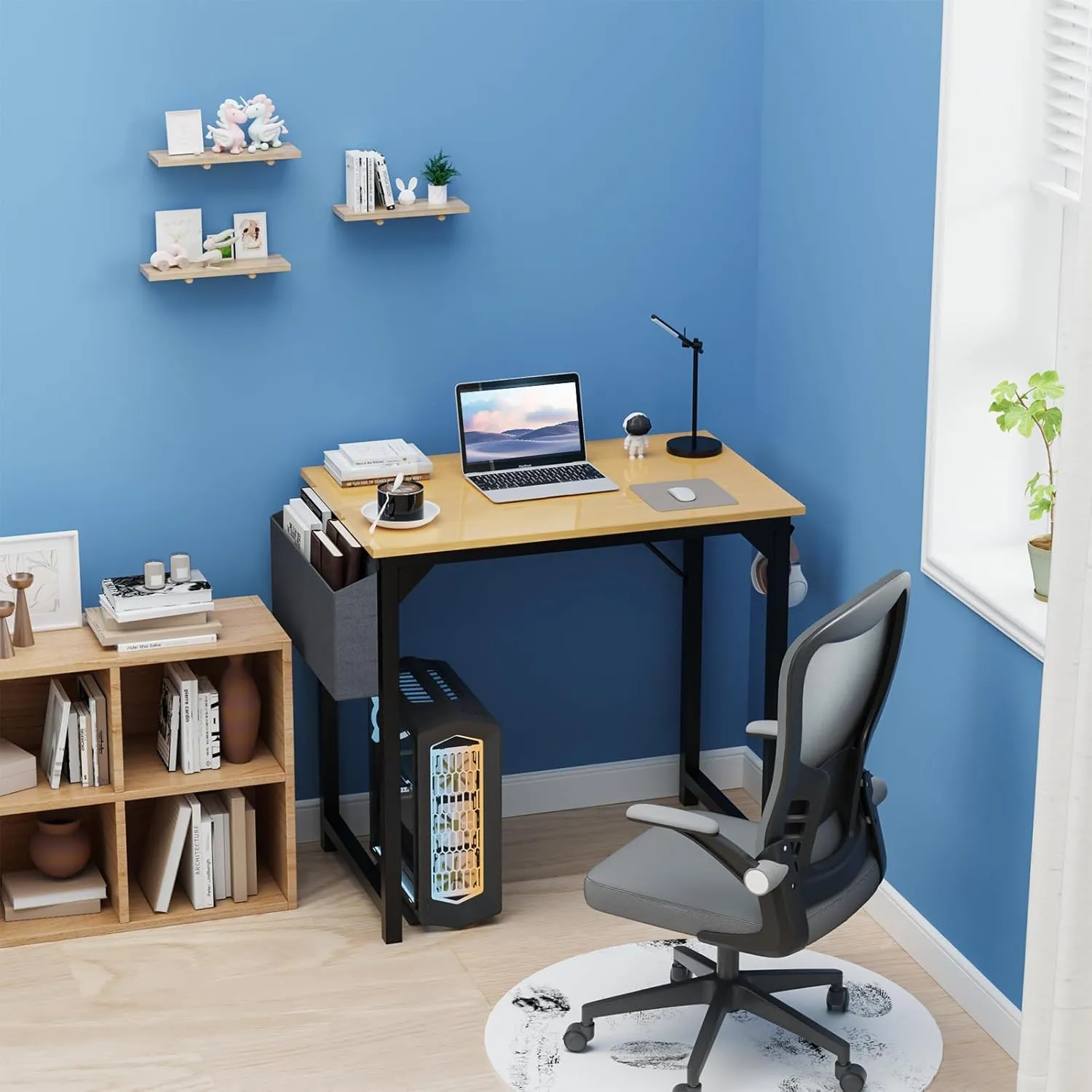 DUMOS 32 Inch Office Small Computer Desk Modern Simple Style Writing Study Work Table for Home Bedroom - Natural Wood