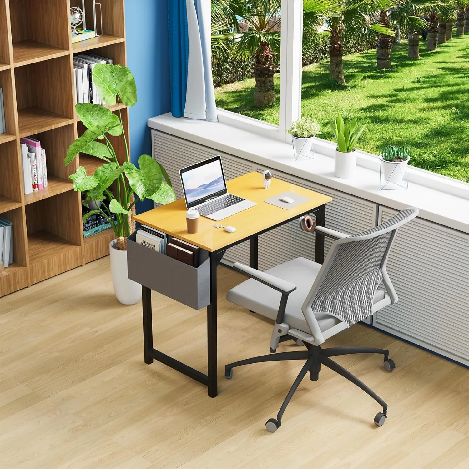 DUMOS 32 Inch Office Small Computer Desk Modern Simple Style Writing Study Work Table for Home Bedroom - Natural Wood