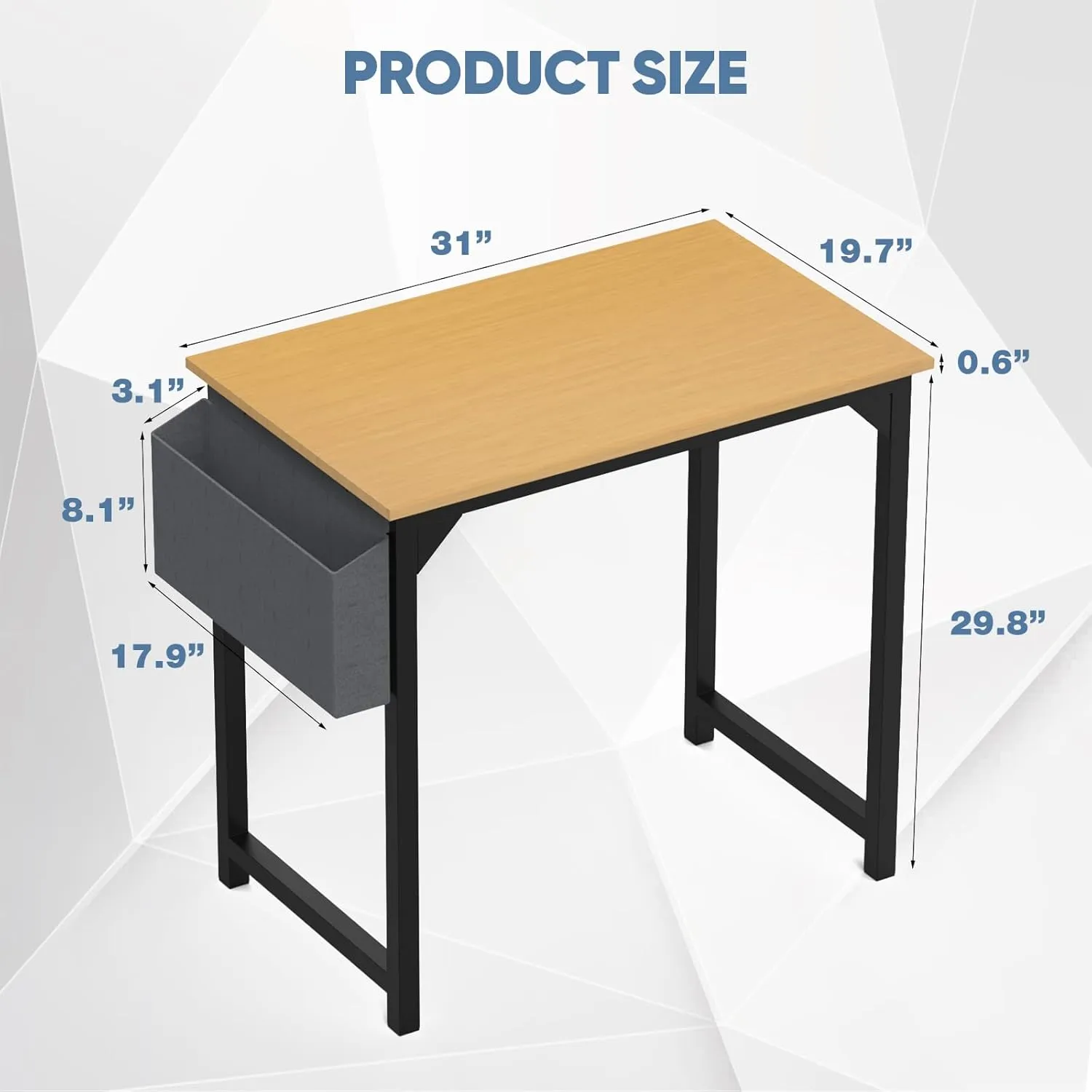 DUMOS 32 Inch Office Small Computer Desk Modern Simple Style Writing Study Work Table for Home Bedroom - Natural Wood