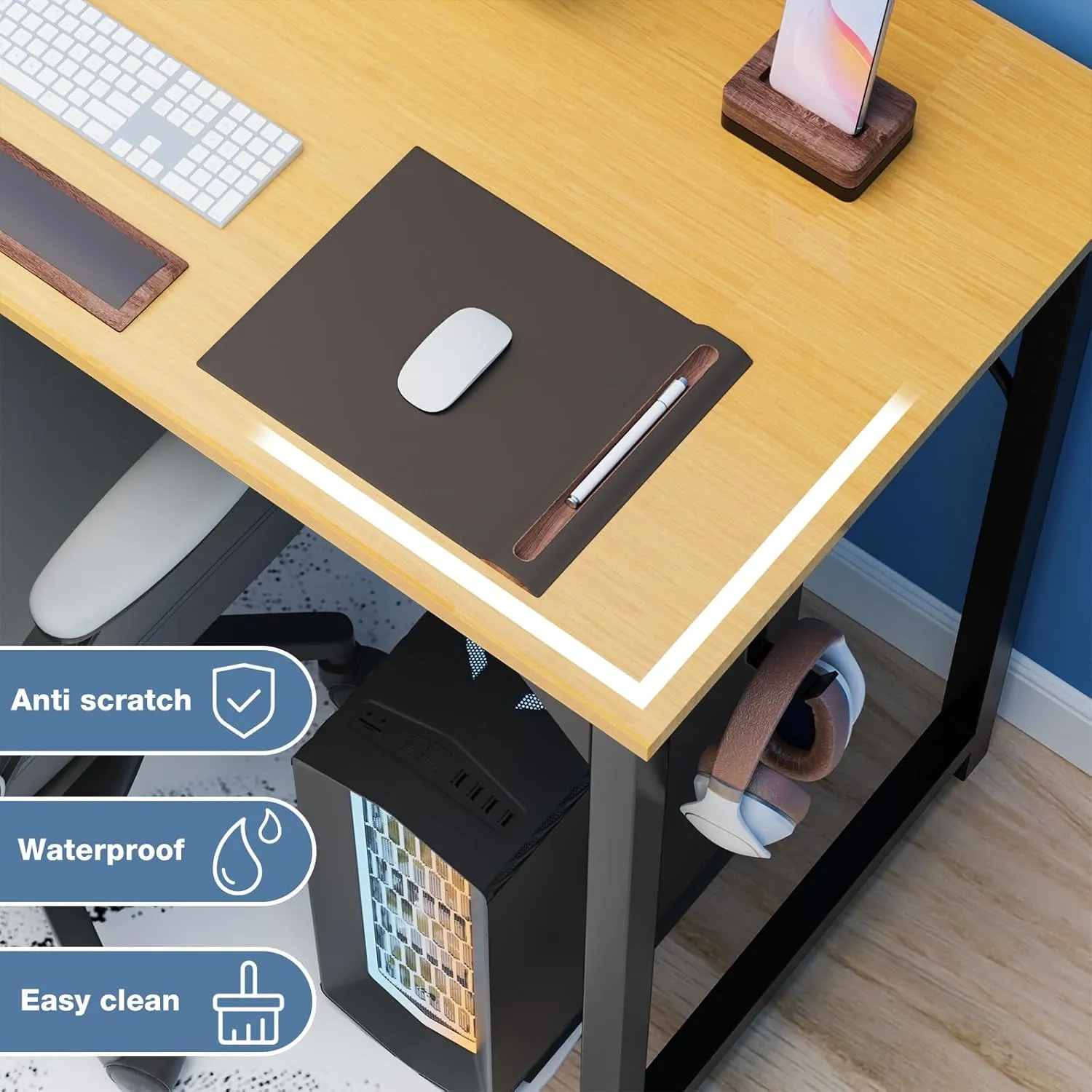 DUMOS 32 Inch Office Small Computer Desk Modern Simple Style Writing Study Work Table for Home Bedroom - Natural Wood