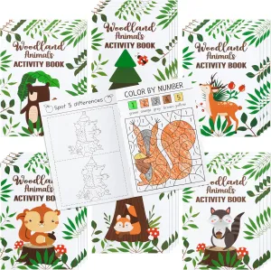 Dvbonike 24Pcs Woodland Animals Activity Books for Kids Forest Creatures Mini Fun Games Coloring Book in Bulk Wild Party Favors Goodie Bags Stuffers for Birthday Classroom School Rewards Supplies