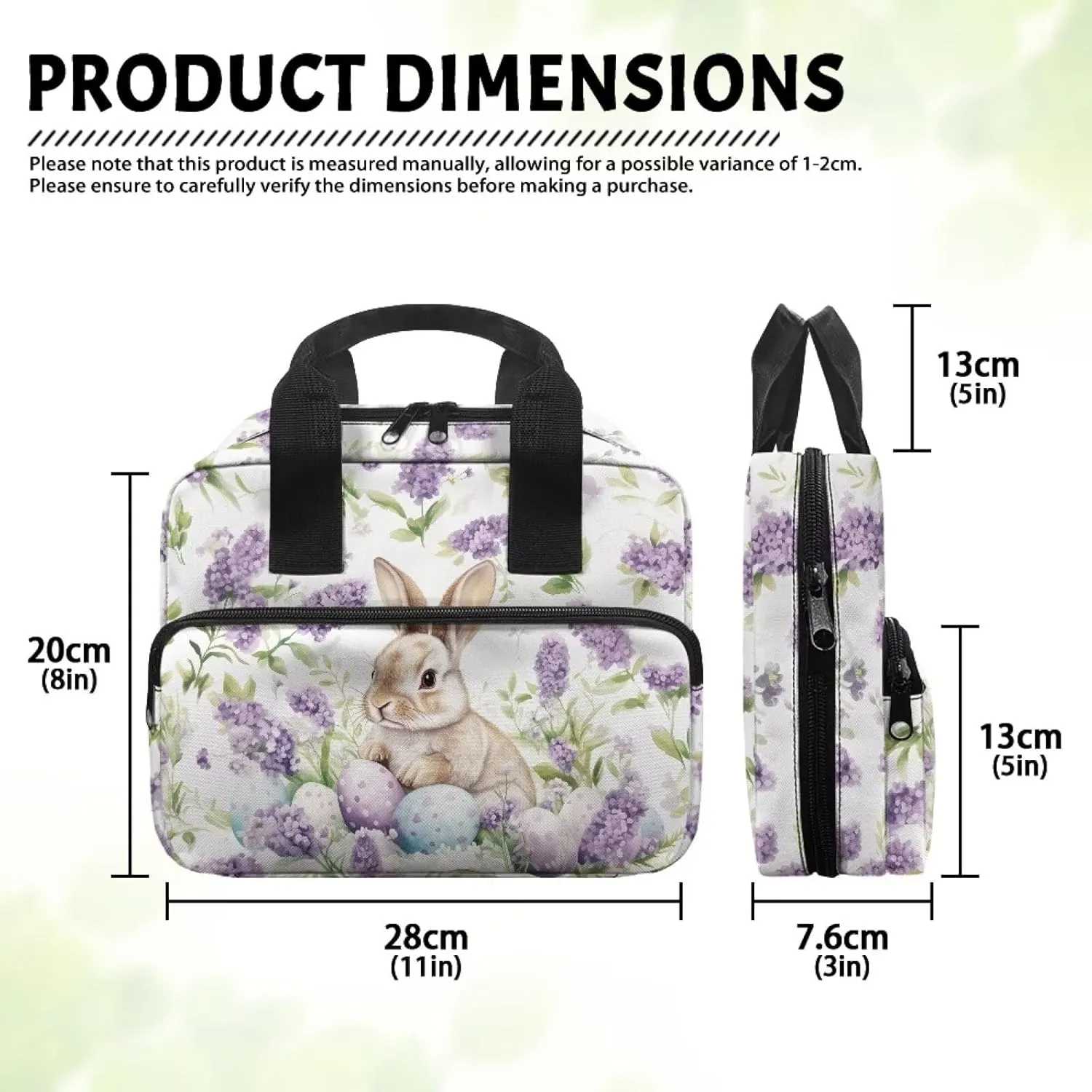 Easter Bunny Lavender Bible Cover for Women Bible Case with Handle Womens Ladies Bible Cover Case Book Carrying Case with Zipper Pocket Gifts for Easter
