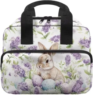 Easter Bunny Lavender Bible Cover for Women Bible Case with Handle Womens Ladies Bible Cover Case Book Carrying Case with Zipper Pocket Gifts for Easter