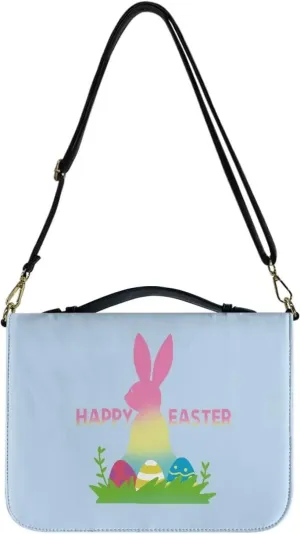 Easter Gradient Color Bunny Egg Prints Large Bible Cover for Men Women Lightweight e Bag with Shoulder Strap Multifunctional Christian Gift for Daily Use, XL