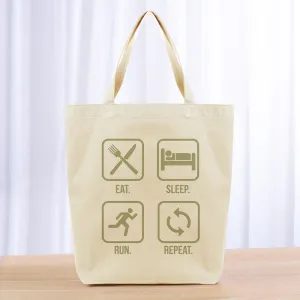 Eat Sleep Run Repeat Tote Bag - khaki