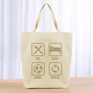 Eat Sleep Score Repeat Tote Bag - khaki