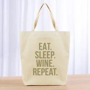 Eat Sleep Wine Repeat Tote Bag - khaki