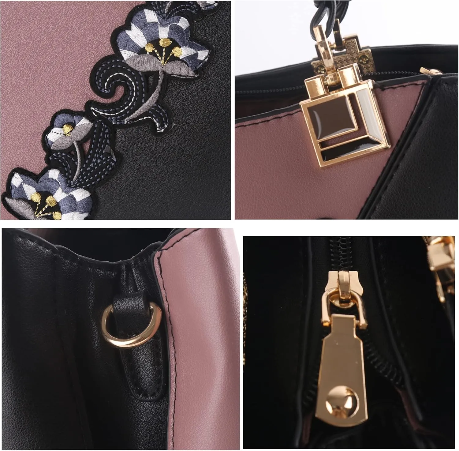 ELDA Purses and Handbags for Women Embroidery Top Handle Satchel Fashion Ladies Shoulder Bag Tote Purse Messenger Bags