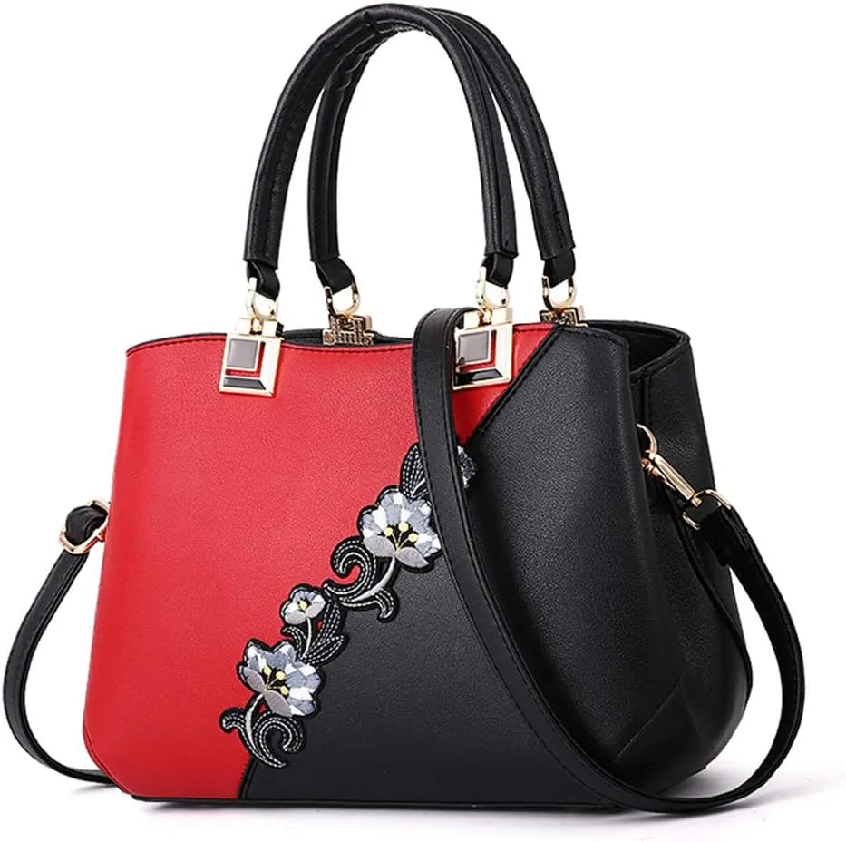 ELDA Purses and Handbags for Women Embroidery Top Handle Satchel Fashion Ladies Shoulder Bag Tote Purse Messenger Bags