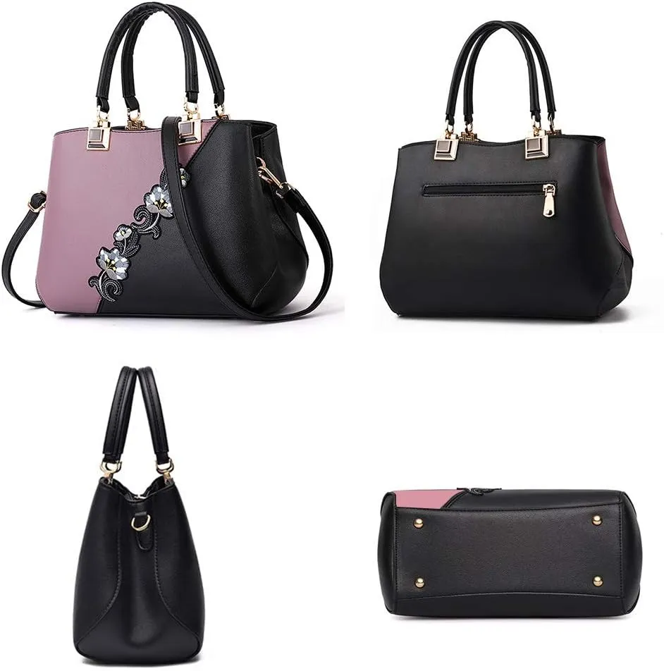 ELDA Purses and Handbags for Women Embroidery Top Handle Satchel Fashion Ladies Shoulder Bag Tote Purse Messenger Bags