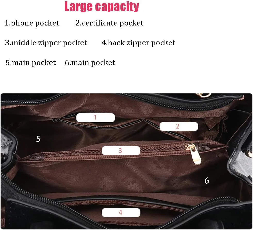 ELDA Purses and Handbags for Women Embroidery Top Handle Satchel Fashion Ladies Shoulder Bag Tote Purse Messenger Bags