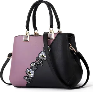 ELDA Purses and Handbags for Women Embroidery Top Handle Satchel Fashion Ladies Shoulder Bag Tote Purse Messenger Bags