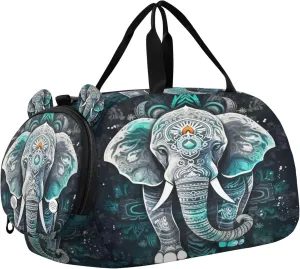Elephant Kids Overnight Sports Duffel Bags with Shoe Compartment & Wet Pocket Travel Sport Gym Bag for Girls Boys