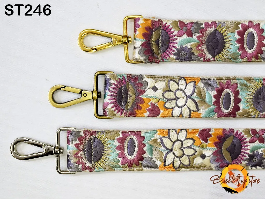 Embroidered Detachable Guitar Strap Crossbody Strap for Purses Bags Embroidery Replacement Messenger Strap Boho Tote Handbag Strap Gift Mom