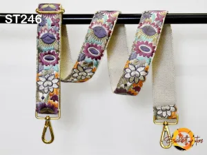 Embroidered Detachable Guitar Strap Crossbody Strap for Purses Bags Embroidery Replacement Messenger Strap Boho Tote Handbag Strap Gift Mom