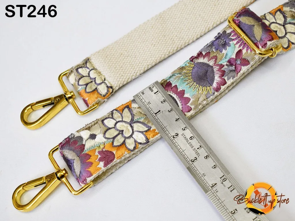 Embroidered Detachable Guitar Strap Crossbody Strap for Purses Bags Embroidery Replacement Messenger Strap Boho Tote Handbag Strap Gift Mom