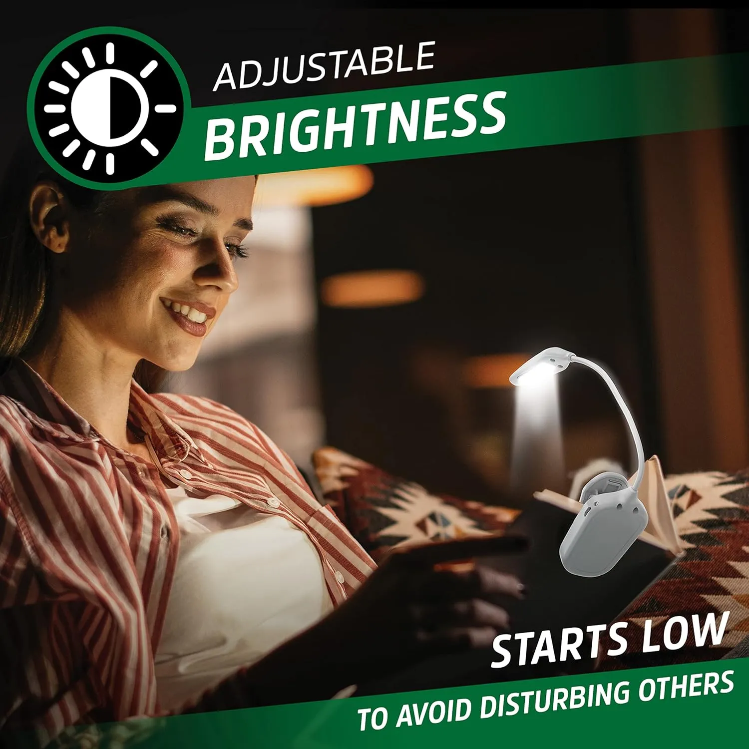 Energizer Rechargeable LED Book Light Flex, 3 Modes, Warm Light Clip On Reading Light with Flexible Neck for Reading in Bed, Book Reading Lamp (USB Included)
