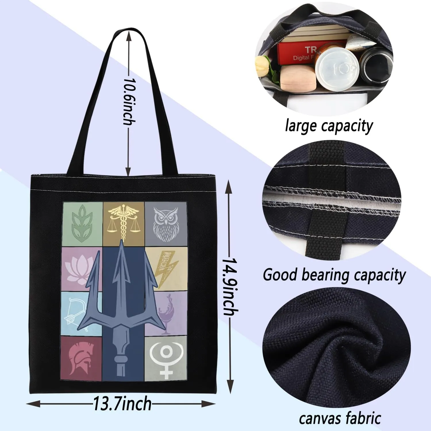 ENSIANTH Camp Half Blood Inspired PJO Fan Gift - Greek Mythology Shopping Bag - Percy Book Lover Gift