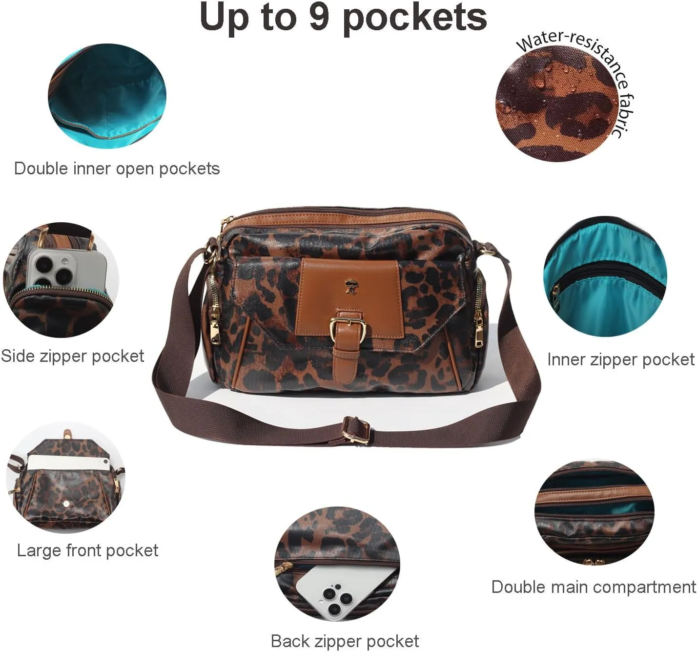 ESVAN Crossbody Bags for Women, Fashion Purses for Women Handbags Shoulder Bag with 2 Detachable Strap
