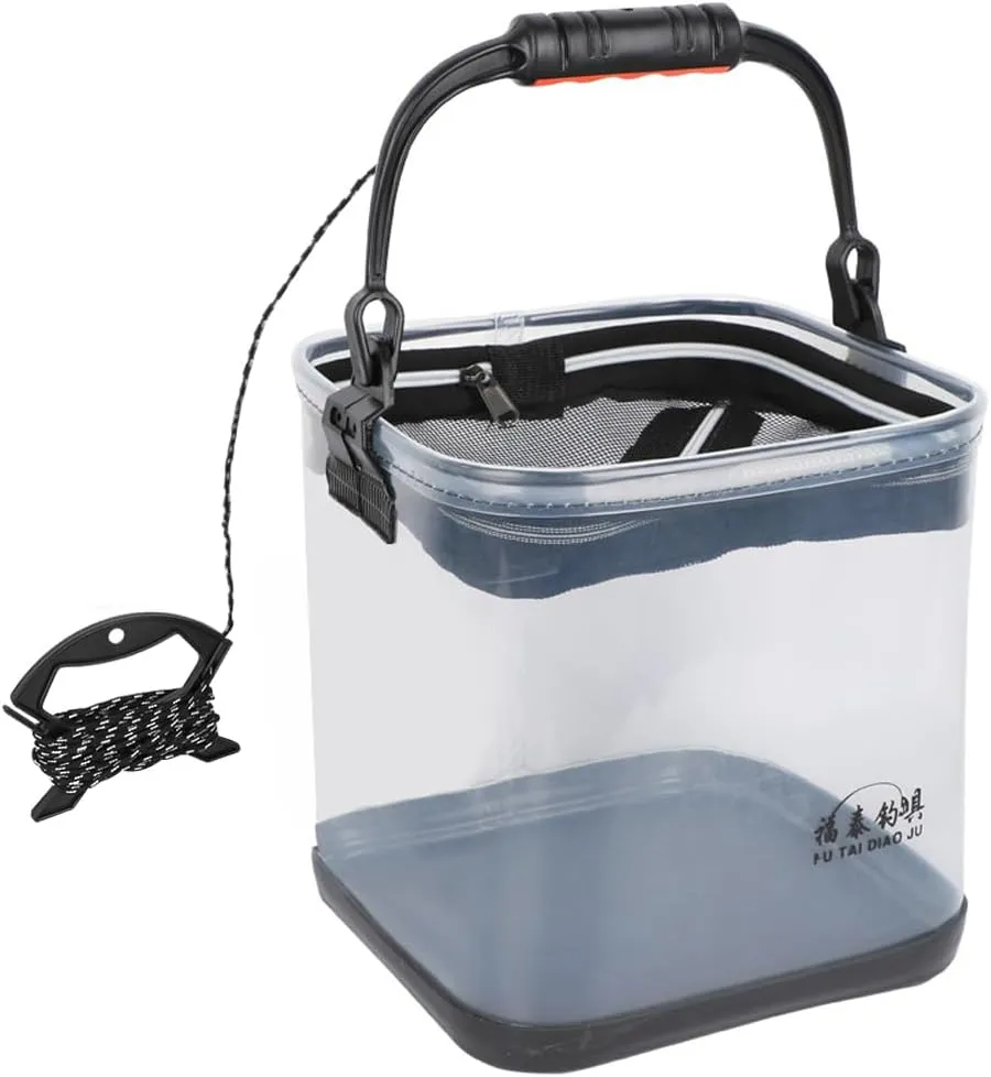EVA Water Bucket Camping Collapsible Fishing Bucket Travelling Fishing Bucket Fishing Bucket with Handle Fishing Bucket Oudoor Thicken Fishing Bucket Large Capacity Transparent EVA Water Bucket