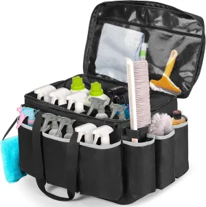 Extra-Large Cleaning Caddy with EVA Hard Bottom, High Capacity Cleaning Supplies Organizer for Housekeeping & Home Work, Car Detailing Tools Tote Bag with Shoulder Strap, Patent Design