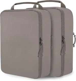 Extra Large Compression Packing Cubes for Travel Accessories, 2 Set Compression Bags Travel Cubes for Packing Suitcase Luggage Organizer Bags Set, Khaki