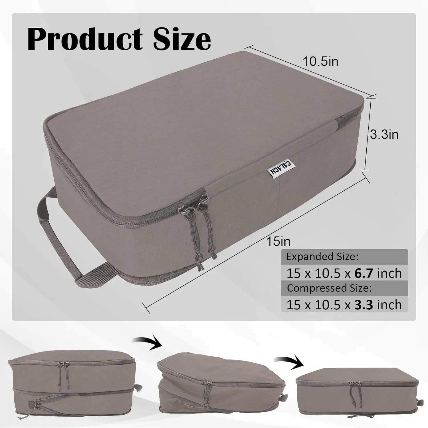 Extra Large Compression Packing Cubes for Travel Accessories, 2 Set Compression Bags Travel Cubes for Packing Suitcase Luggage Organizer Bags Set, Khaki