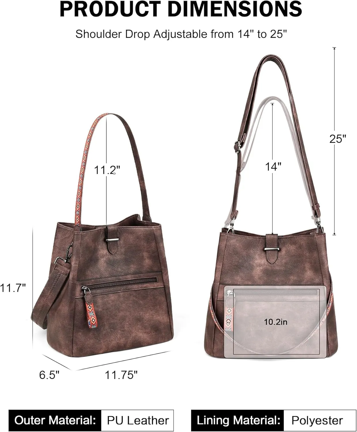 FADEON Bucket Bag for Women Purses and Handbags Designer Hobo Bags for Women Crossbody PU Leather Shoulder Bag Trendy