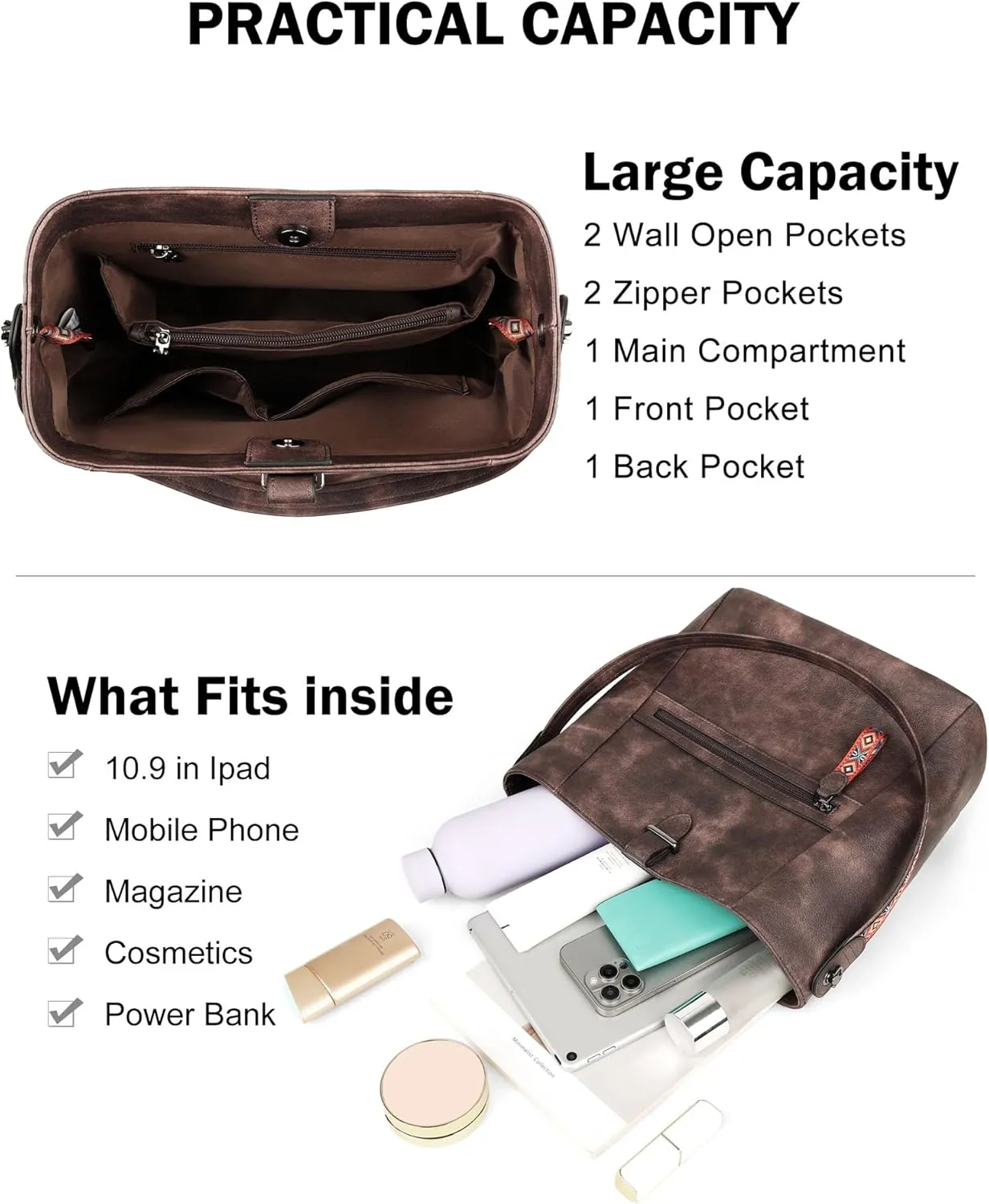 FADEON Bucket Bag for Women Purses and Handbags Designer Hobo Bags for Women Crossbody PU Leather Shoulder Bag Trendy
