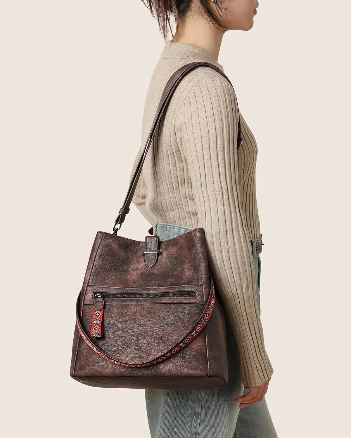 FADEON Bucket Bag for Women Purses and Handbags Designer Hobo Bags for Women Crossbody PU Leather Shoulder Bag Trendy