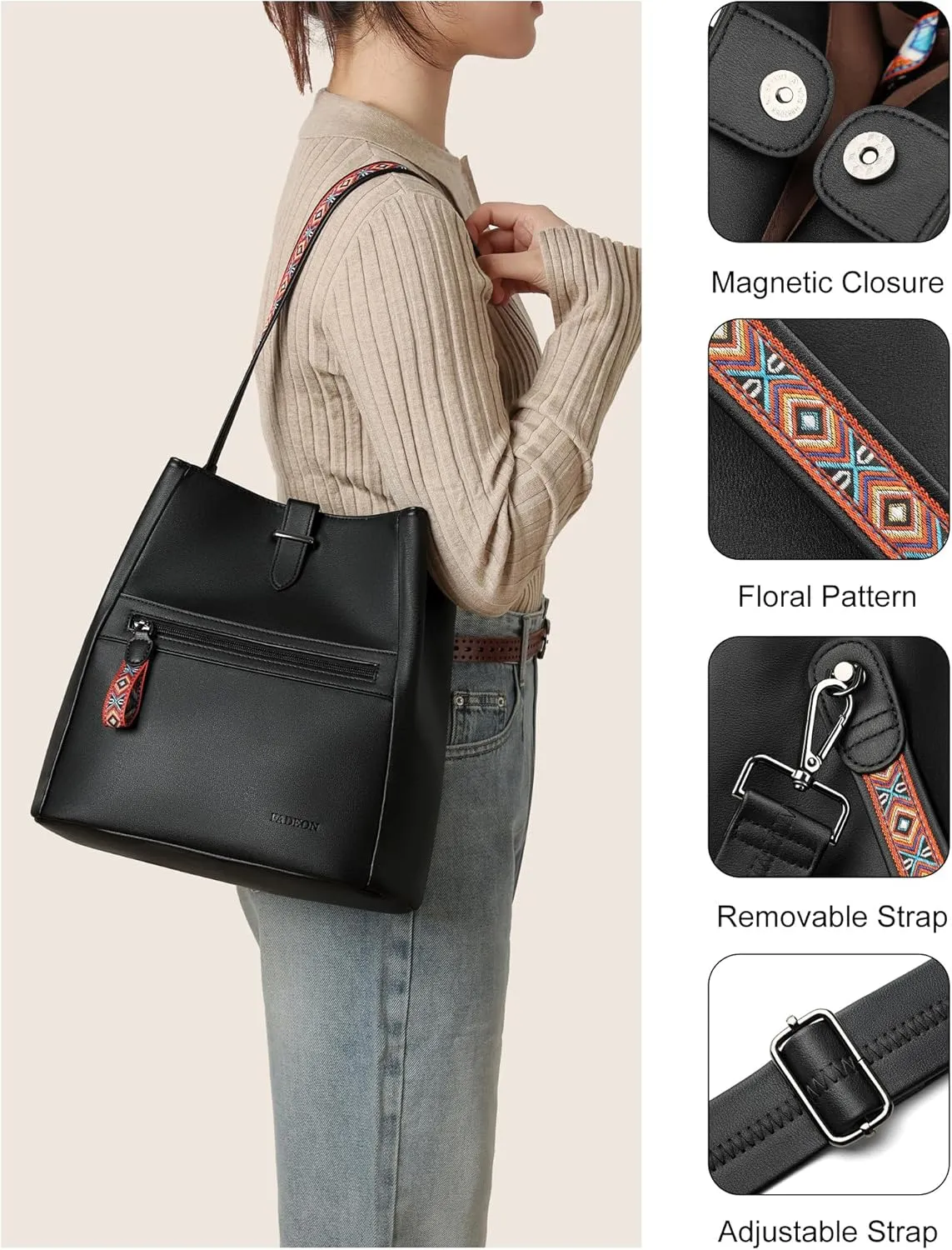 FADEON Bucket Bag for Women Purses and Handbags Designer Hobo Bags for Women Crossbody PU Leather Shoulder Bag Trendy