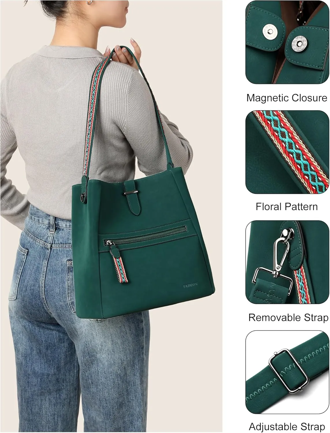 FADEON Bucket Bag for Women Purses and Handbags Designer Hobo Bags for Women Crossbody PU Leather Shoulder Bag Trendy