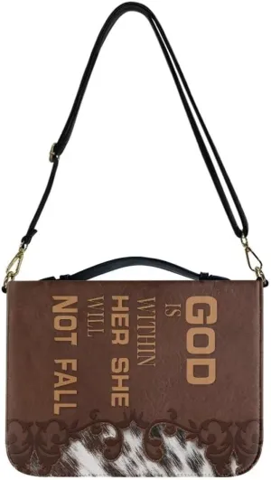 Faithful Hers Bible Covers for Women,Bible Cover with Shoulder Handle,Vintage Bible Carrying Case for Woman,Lady Bible Bag,Christmas Gift for Mother,Brown