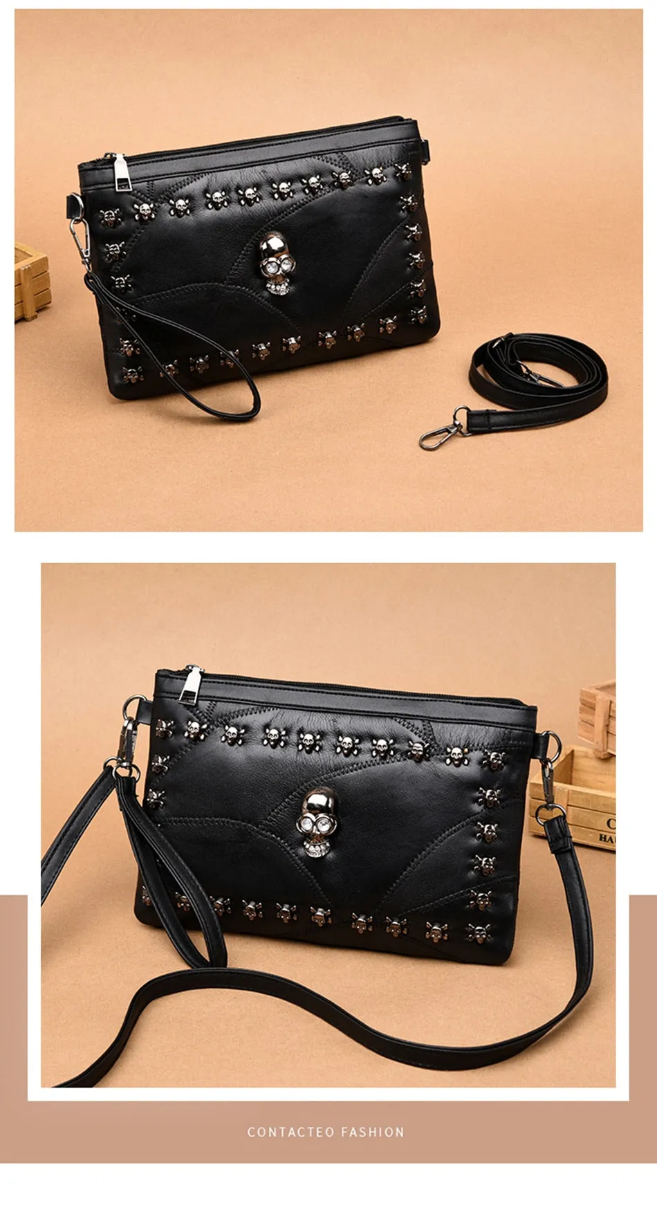 Fashion Patchwork Sheepskin Leather Women Handbag