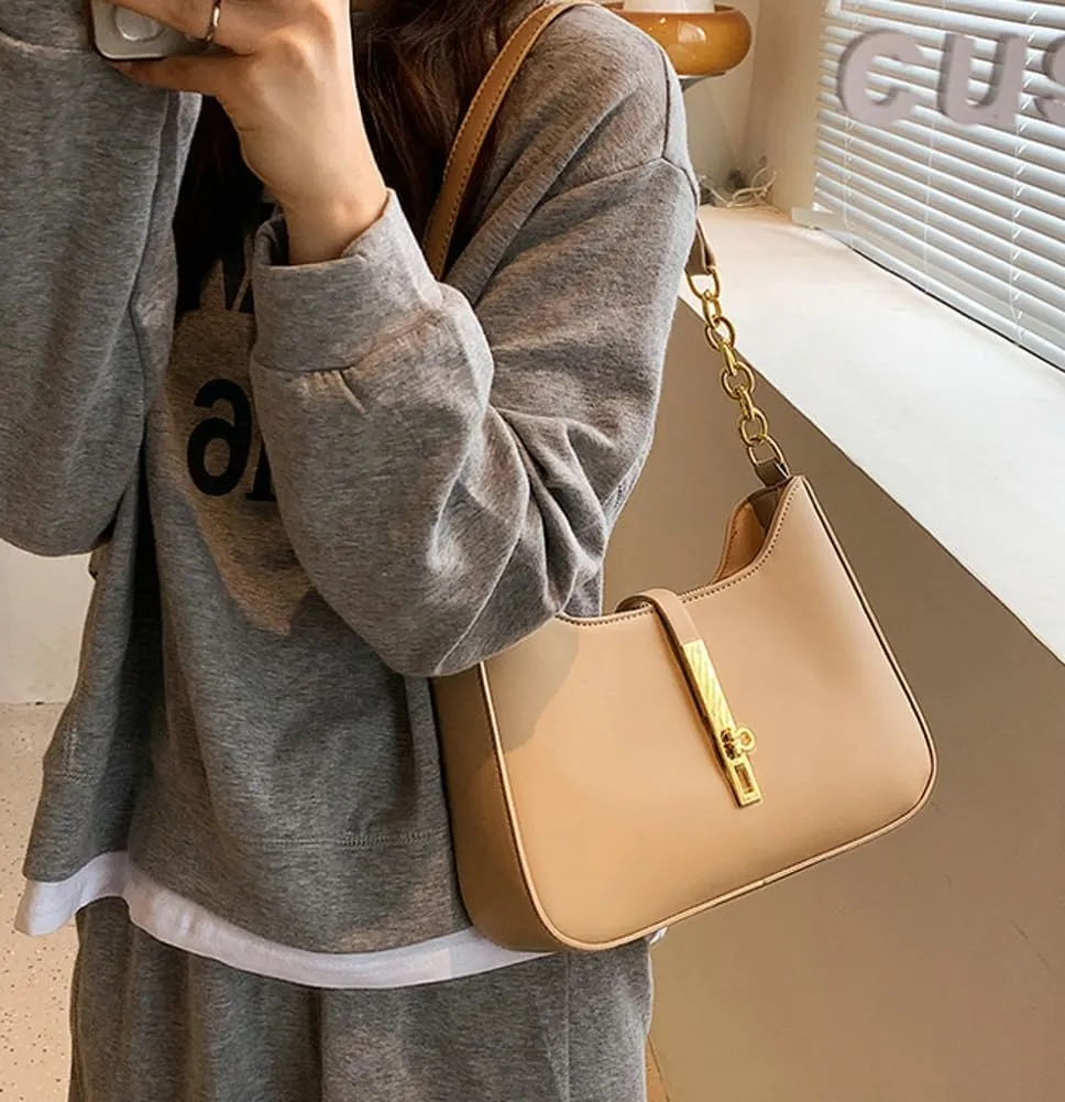 Fashion Vegan Leather Shoulder Bag for Women Handbags Purse Small Tote Bag Casual Top Handle Satchel 2024