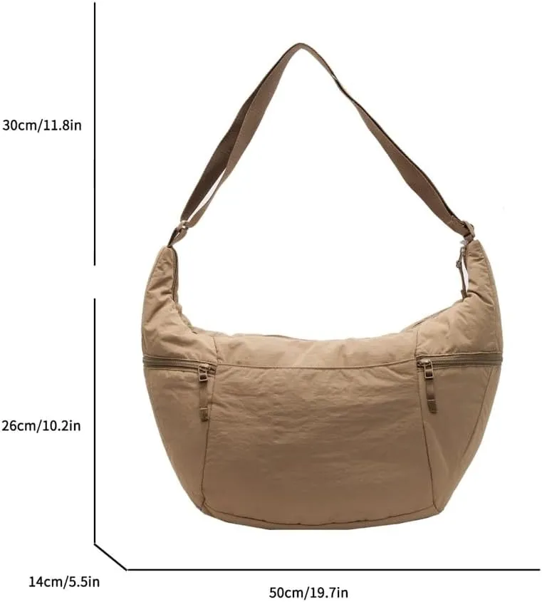Fashionable Half Moon Crossbody Bag for Women Casual Satchel Practical Nylon Shoulder Bags for Everyday Needs