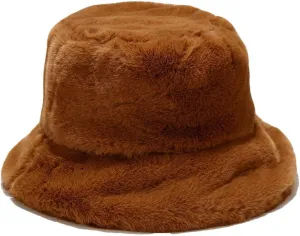 Faux Fur Bucket Hat Fluffy Fuzzy Warm Hats Plush Fisherman Cap Winter Fedora Hats for Women