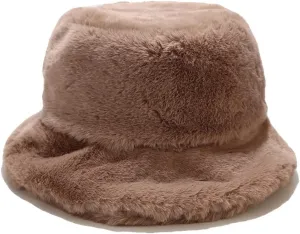 Faux Fur Bucket Hat Fluffy Fuzzy Warm Hats Plush Fisherman Cap Winter Fedora Hats for Women