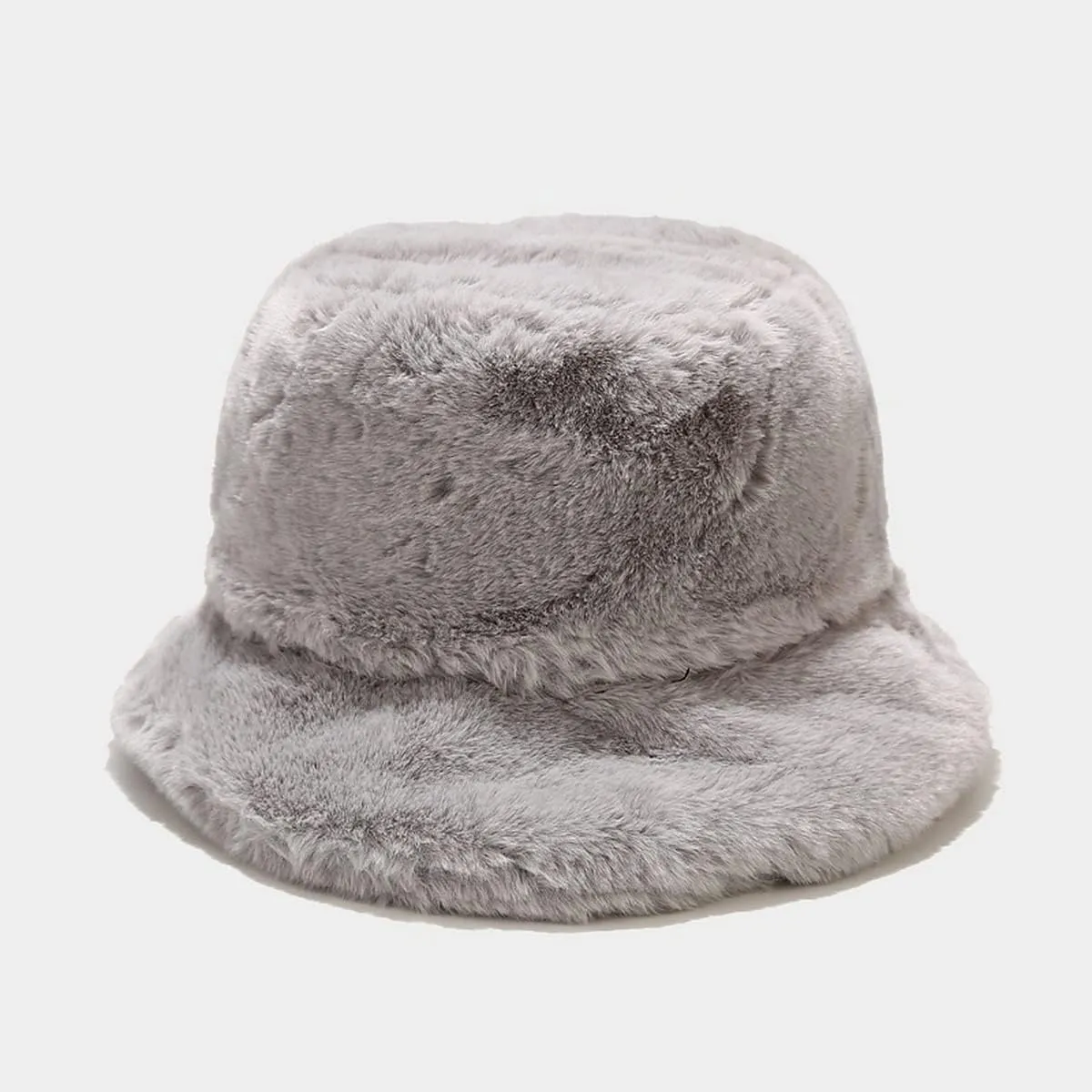 Faux Fur Bucket Hat Fluffy Fuzzy Warm Hats Plush Fisherman Cap Winter Fedora Hats for Women