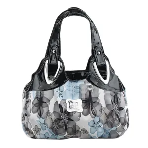 FGGS-Fashion handbag Women PU leather Bag Tote Bag Printing Handbags Satchel -Dream safflower   white Handstrap