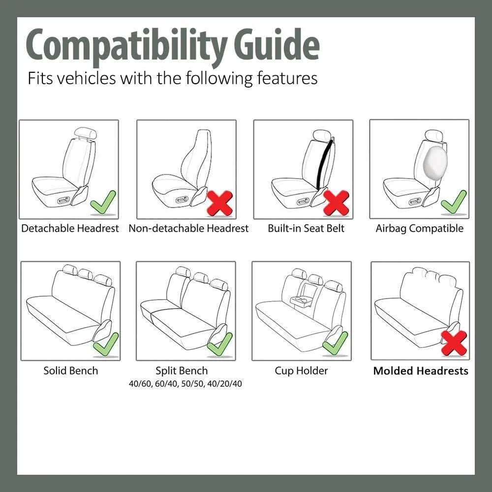 FH Group Car Seat Cover Light Breezy Automotive Seat Covers Flat Foam Padding Cloth Full Set Orange Seat Covers, Airbag and Split Rear Universal Fit Interior Accessories for Cars Trucks and SUV
