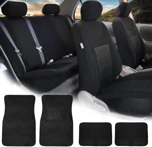 FH Group Car Seat Covers Sports Seat Covers Full Set– Universal Fit for Cars Trucks & SUVs (Black) FB070115   F14407