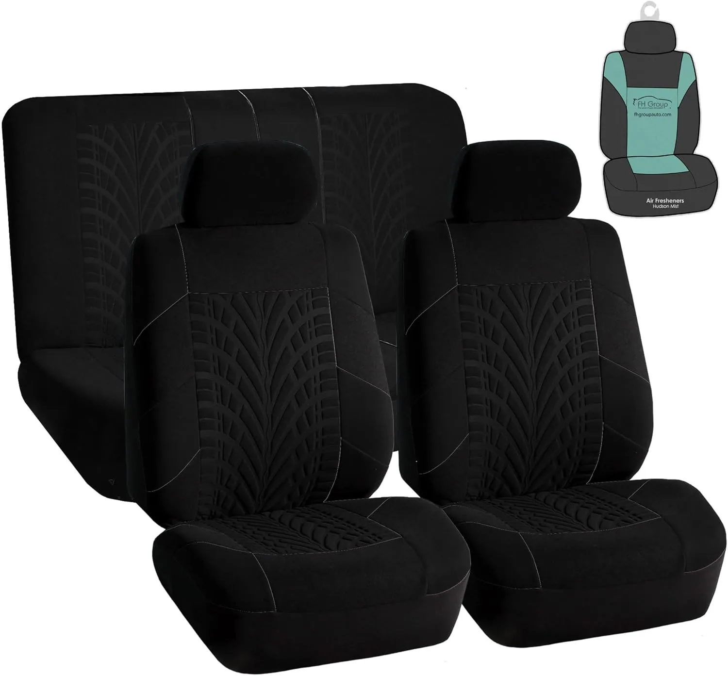 FH Group Car Seat Covers Travel Master Full Set Black Airbag and Split Rear Car Seat Cover, Universal Fit Automotive Seat Covers for Cars Trucks SUV Car Interior Accessories Van Seat Covers