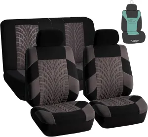 FH Group Car Seat Covers Travel Master Full Set Gray Airbag and Split Rear Car Seat Cover, Universal Fit Automotive Seat Covers for Cars Trucks and SUV Car Interior Accessories Van Seat Covers