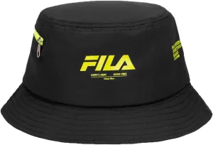 Fila Unisex Nylon Ripstop Side Zipper Pocket Bucket Hat (Black)