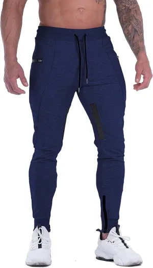 FIRSTGYM Mens Joggers Sweatpants Slim Fit Workout Training Thigh Mesh Gym Jogger Pants with Zipper Pockets