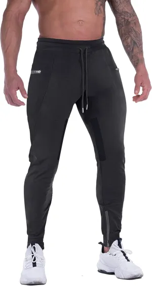 FIRSTGYM Mens Joggers Sweatpants Slim Fit Workout Training Thigh Mesh Gym Jogger Pants with Zipper Pockets