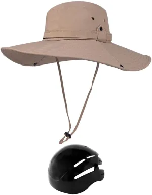 Fisherman Sun Hat Sun Visor Hat Impact Resistant Breathable Fishing Hat with Hard Shell for Camping Hiking Work School, Khaki