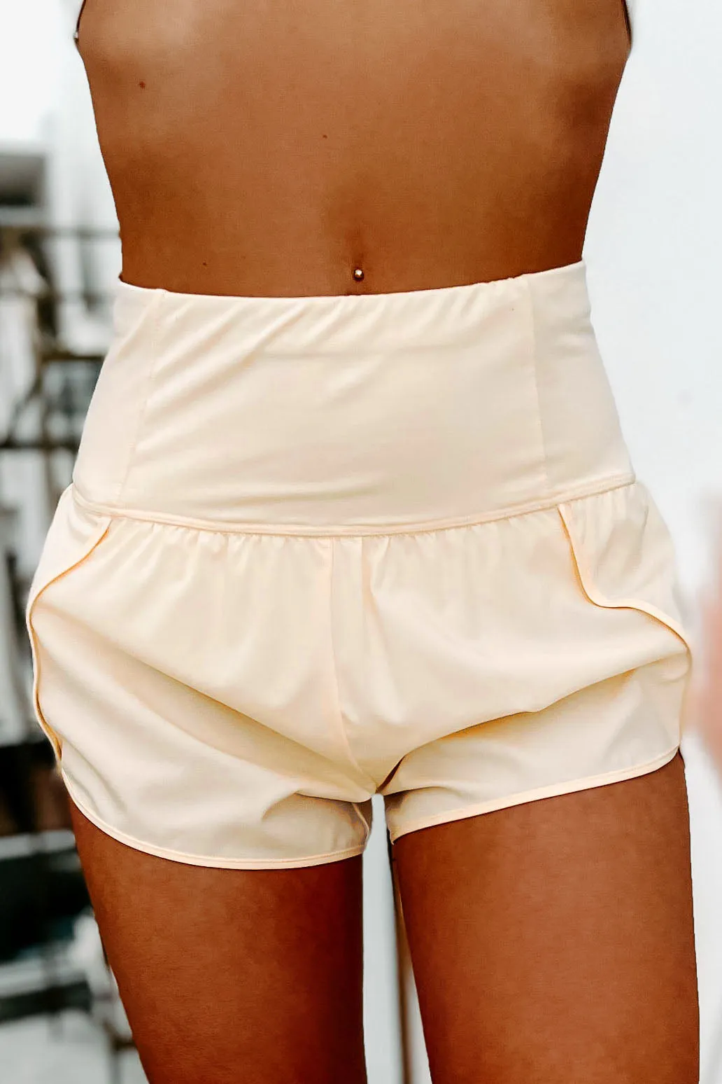 Fitness Fanatic High Waisted Athletic Shorts (Butter)